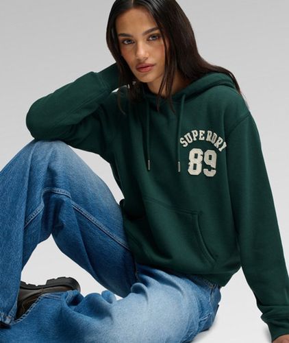 Damen Baumwolle Gestickter Athletic Essential Applique Crop-Kapuzenpullover, , Größe: 40 - Superdry - Modalova