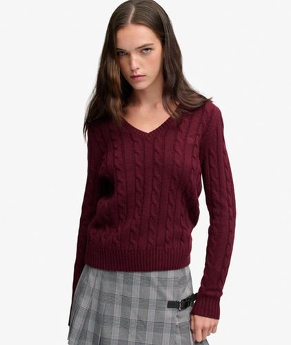 Damen Wollmix-pullover mit Zopfmuster und V-ausschnitt - Größe: 34 - Superdry - Modalova