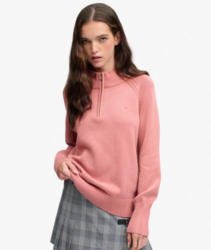 Damen Washed Classic Half Zip Pullover Lockere Passform - Größe: 36 - Superdry - Modalova