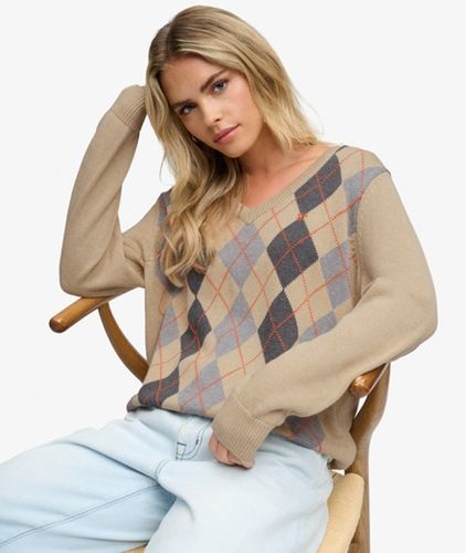 Damen Argyle-pullover mit V-ausschnitt Lockere Passform - Größe: 34 - Superdry - Modalova