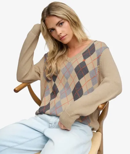 Damen Argyle-pullover mit V-ausschnitt Lockere Passform - Größe: 38 - Superdry - Modalova
