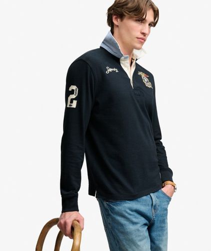 Herren Double Emblem Rugbyshirt mit Lockerer Passform - Größe: L - Superdry - Modalova