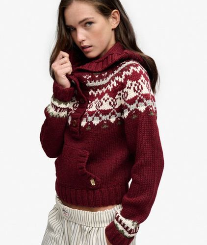 Damen Fairisle Kapuzenpullover mit Lockerer Passform - Größe: 42 - Superdry - Modalova