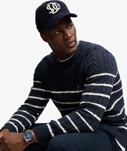 Herren Studios Baumwoll-zopfmusterpullover mit Streifen - Größe: Xxl - Superdry - Modalova