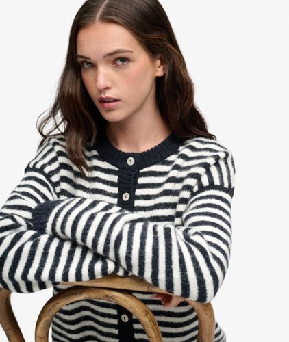 Damen Gestreifter Strickjacke Lockere Passform - Größe: 44 - Superdry - Modalova
