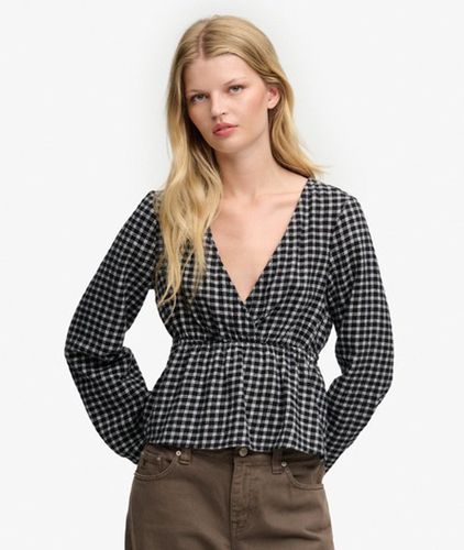 Damen Kariertes Langarmtop mit Schmaler Passform - Größe: 36 - Superdry - Modalova