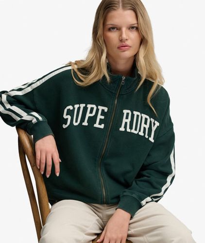 Damen Athletic Essentials Applique Zip-trainingsjacke in OverGröße-passform - Größe: 34 - Superdry - Modalova