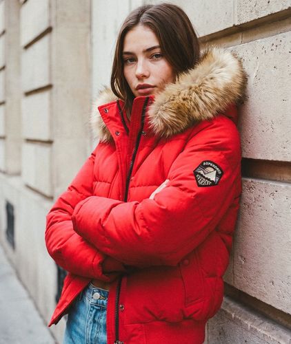 Damen Gestickter Everest Kapuzen-Bomberjacke, , Größe: 44 - Superdry - Modalova