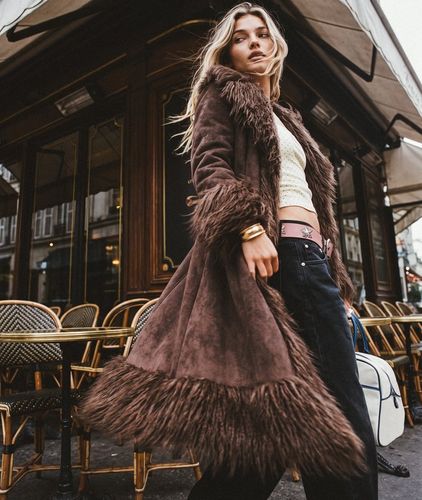 Damen Langer Afghan-mantel mit Schmaler Passform - Größe: 38 - Superdry - Modalova