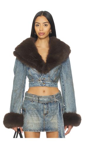 The Low Neck Denim Jacket With Faux Fur in . Taglia L. Also in M, S, XS - AFRM - Modalova