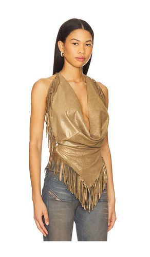 Shimmery fringe halter top en color marrón talla L (también en M, S, XS) - Understated Leather - Modalova