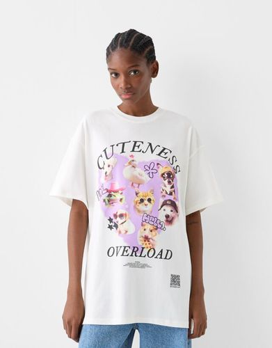 Camiseta Wearable Art Oversize Fit Print Mujer Xs - Bershka - Modalova