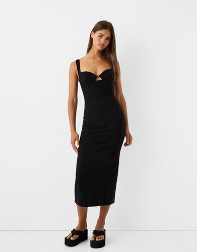 Vestido Midi Bengalina Mujer Xs - Bershka - Modalova