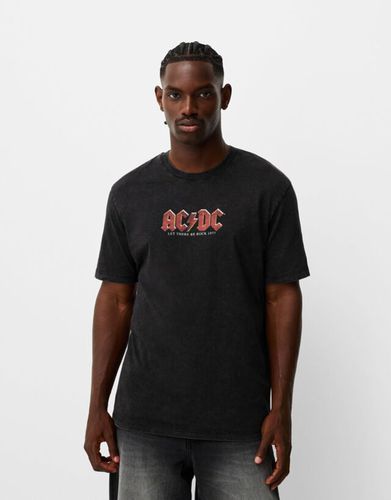 Camiseta Ac/Dc Manga Corta Lavada Print Hombre Xs - Bershka - Modalova