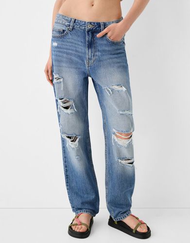 Jeans Straight Cropped Mujer 36 - Bershka - Modalova