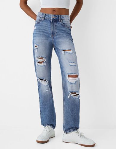 Jeans Straight Cropped Mujer 34 - Bershka - Modalova