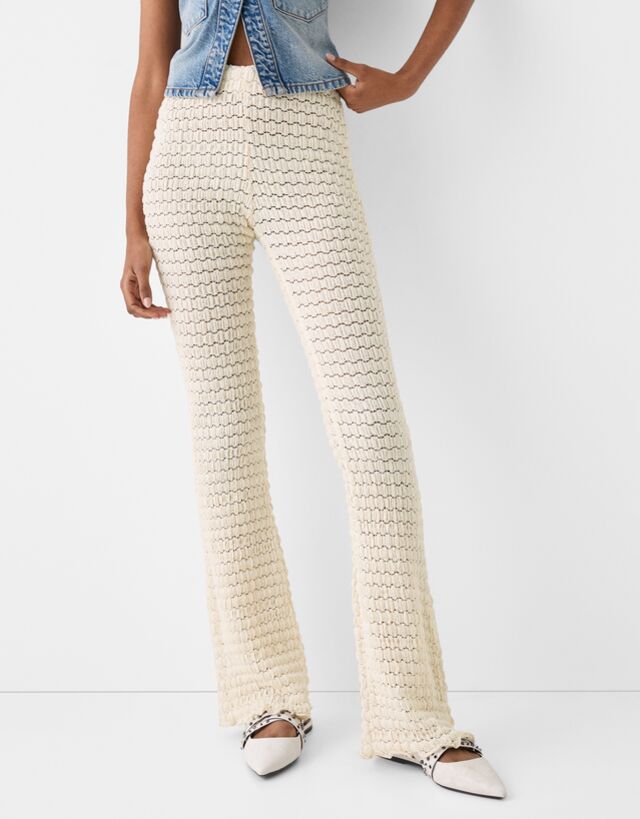 Pantalón Flare Crochet Mujer S - Bershka - Modalova