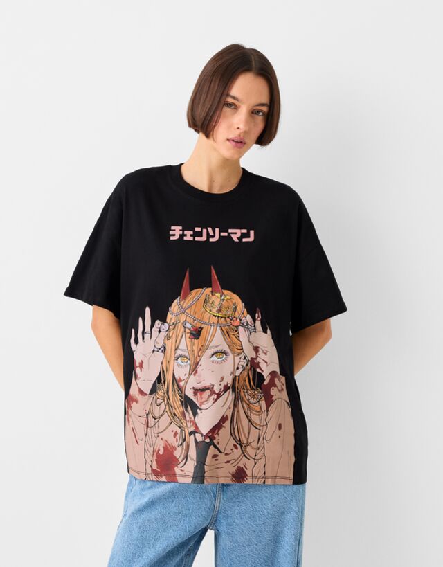 Camiseta Chainsaw Man Manga Corta Print Mujer Xs - Bershka - Modalova