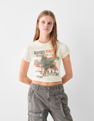 Camiseta Manga Corta Parche Mujer 10-12 - Bershka - Modalova