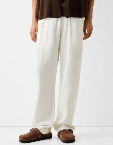 Pantalón Jogger Wide Con Lino Hombre S - Bershka - Modalova