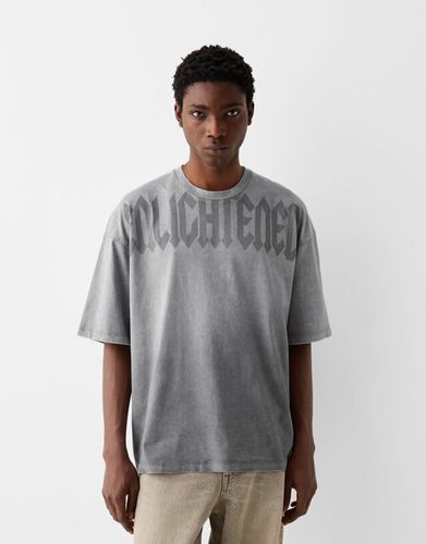 Camiseta Oversize Fit Efecto Lavado Print Hombre M - Bershka - Modalova