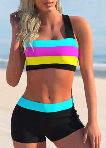 Criss Cross Low Waisted Dazzle Colorful Print Bikini Set - unsigned - Modalova