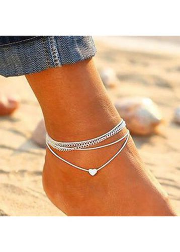 Heart Shape Silver Metal Anklet Set for Woman - unsigned - Modalova