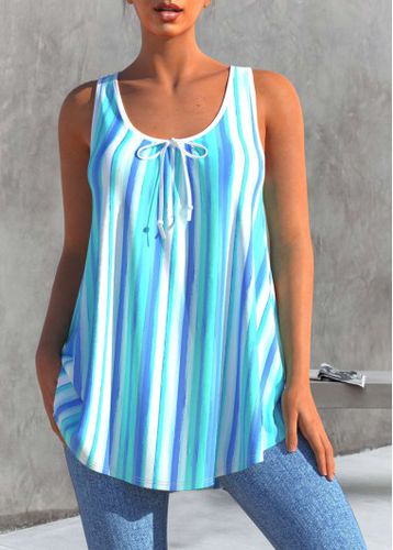 Striped Bowknot Sky Blue Tank Top - unsigned - Modalova