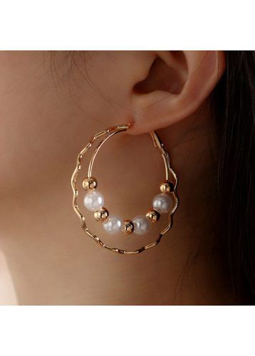 Circle Shape Pearl Beads Design Gold Earrings - unsigned - Modalova