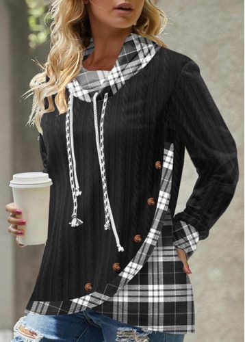 Black Asymmetric Hem Long Sleeve Sweatshirt - unsigned - Modalova