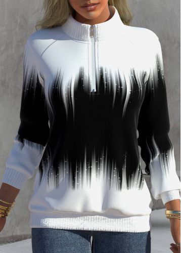 Black Zipper Ombre Long Sleeve High Neck Sweatshirt - unsigned - Modalova