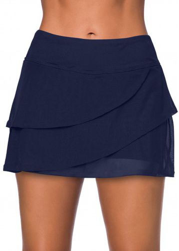 Layered Crossover Hem Navy Blue Swim Skirt - unsigned - Modalova
