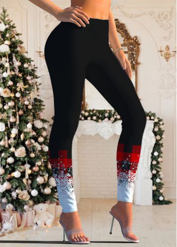 Red Christmas Snowflake Print Mid Waisted Leggings - unsigned - Modalova