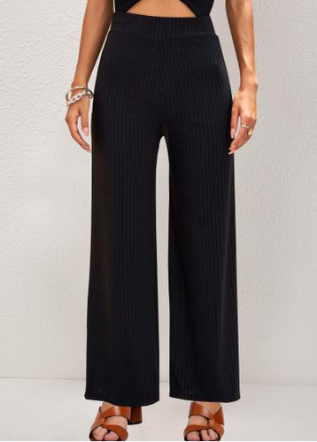 Straight Leg Black Elastic High Waisted Pants - unsigned - Modalova