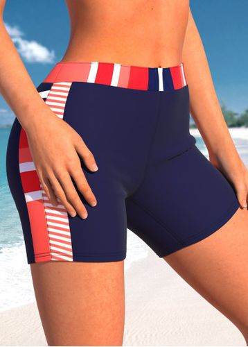 High Waisted Geometric Print Navy Swim Shorts - unsigned - Modalova