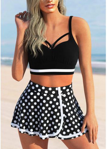 Cut Out Polka Dot Black Bikini Top - unsigned - Modalova