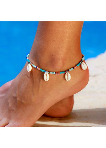 Multi Color Conch Beads Detail Anklet - unsigned - Modalova