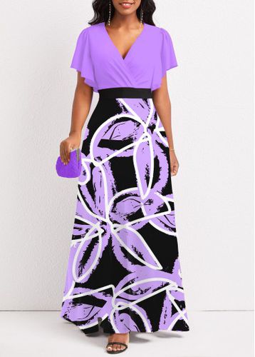 Light Purple Criss Cross Floral Print Maxi Dress - unsigned - Modalova
