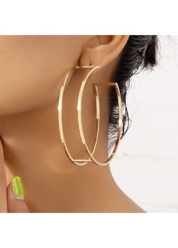 Gold Metal Detail Round Shape Earrings - unsigned - Modalova