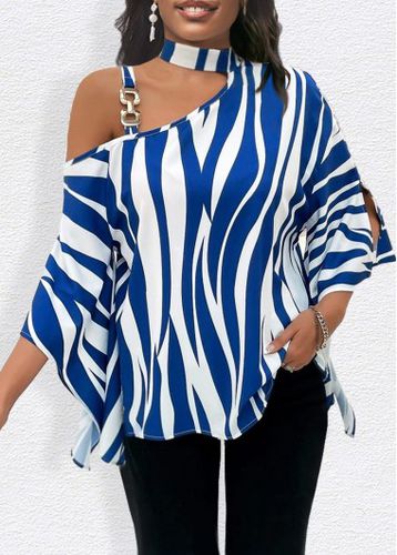 Blue Chain Zebra Stripe Print T Shirt - unsigned - Modalova
