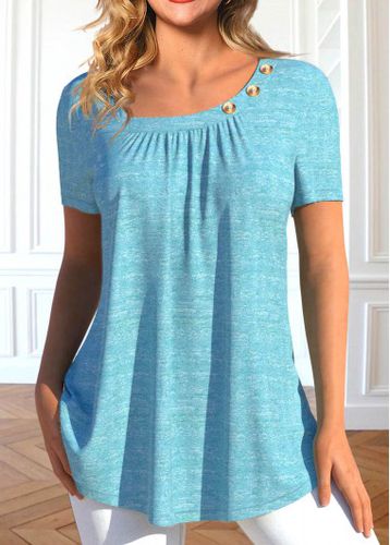 Light Blue Asymmetry Short Sleeve T Shirt - unsigned - Modalova