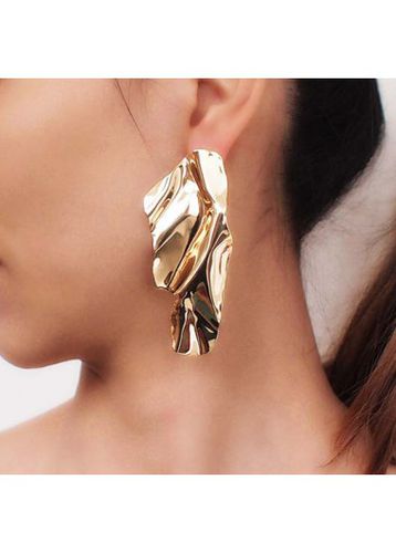 Gold Alloy Asymmetric Shape Detail Earrings - unsigned - Modalova
