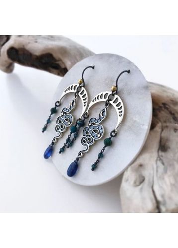 Blue Moon and Star Design Earrings - unsigned - Modalova