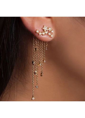 Alloy Detail Tassel Star Design Golden Earrings - unsigned - Modalova