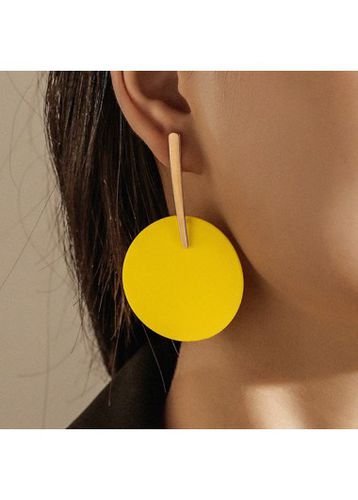 Alloy Detail Yellow Round Design Earrings - unsigned - Modalova