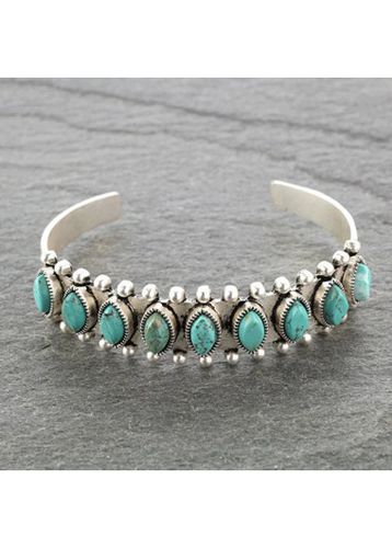 Alloy Detail Mint Green Oval Bracelet - unsigned - Modalova