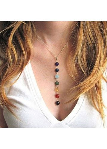 Multi Color Round Alloy Detail Necklace - unsigned - Modalova