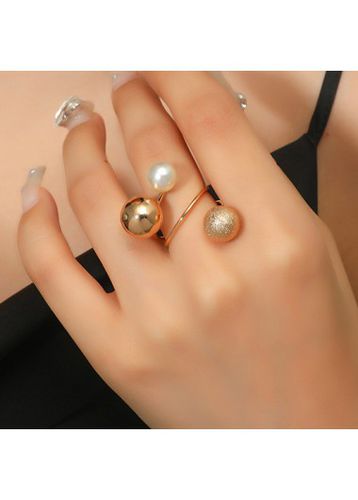 Gold Metal Detail Pearl Openning Rings - unsigned - Modalova