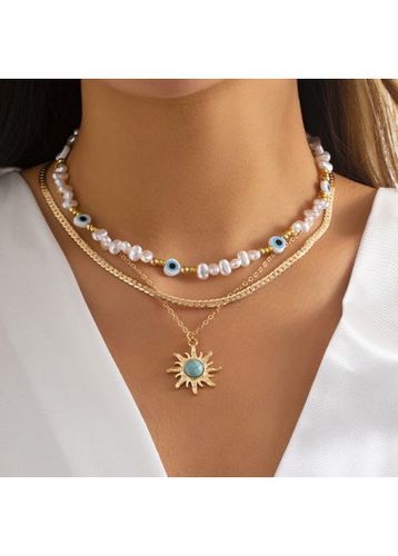 Golden Pearl Detail Alloy Necklace Set - unsigned - Modalova
