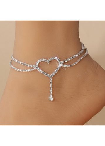 Alloy Detail Silver Heart Design Anklet - unsigned - Modalova